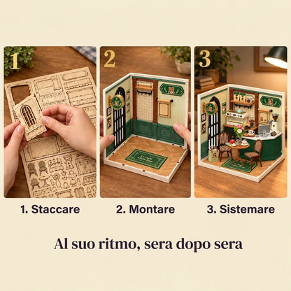 Le fasi di montaggio di Il Café Little Bear