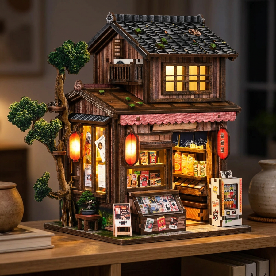 Schritt 3 beim Aufbau: Anknipsen – Japanisches Miniaturhaus mit LED — Der Basar von Kyoto