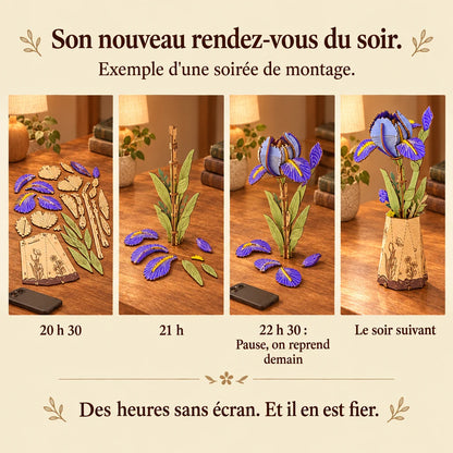 Frise d'une soirée de montage de L'Iris, téléphone retourné