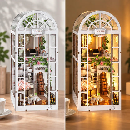 Le Jardin de Café avec éclairage LED éteint puis allumé