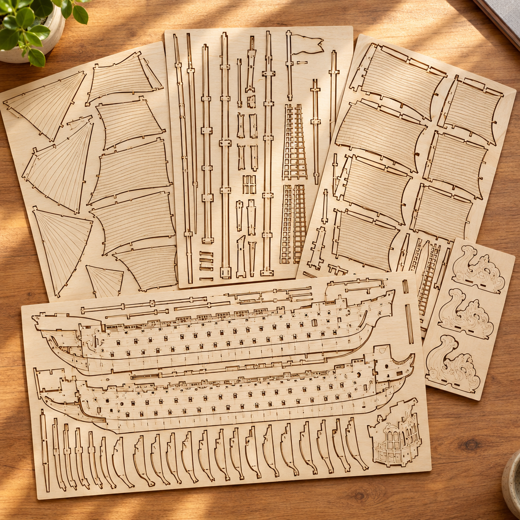 Kit de maquette du Vaisseau Amiral encore attaché dans ses planches