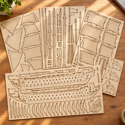Kit de maquette du Vaisseau Amiral encore attaché dans ses planches