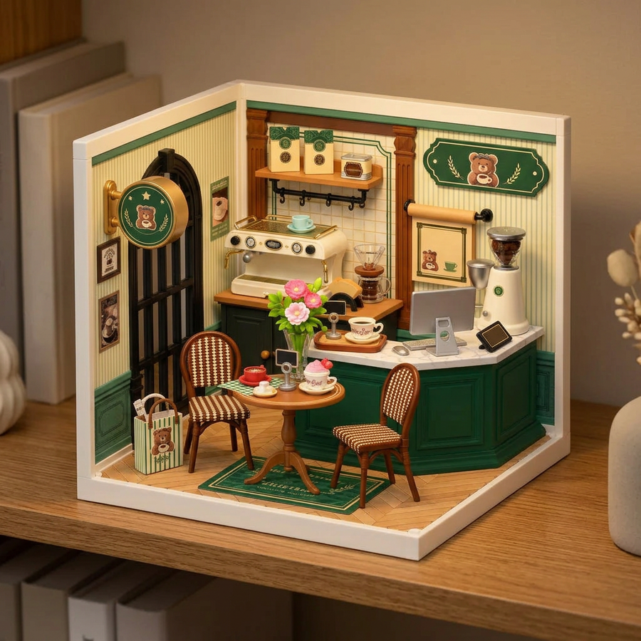 Schritt 3 beim Aufbau: Ausstellen – Miniaturhaus Bausatz — Das Little Bear Café