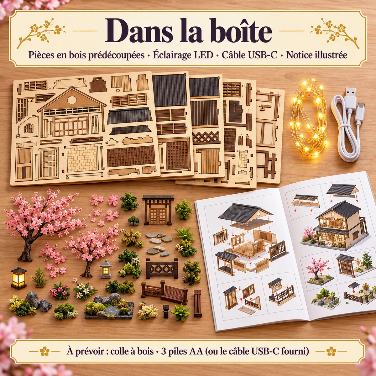 Contenu de la boîte du kit Maison aux Cerisiers