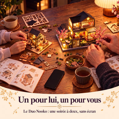 Montage à deux avec le Duo Nooko et la Maison aux Cerisiers
