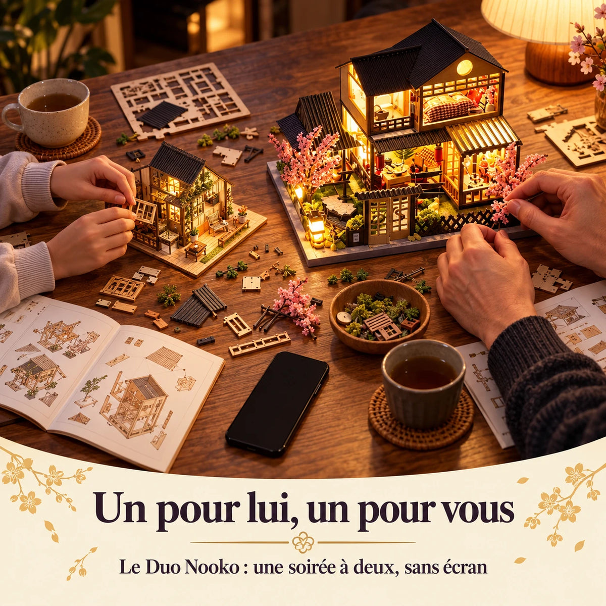 Montage à deux avec le Duo Nooko et la Maison aux Cerisiers