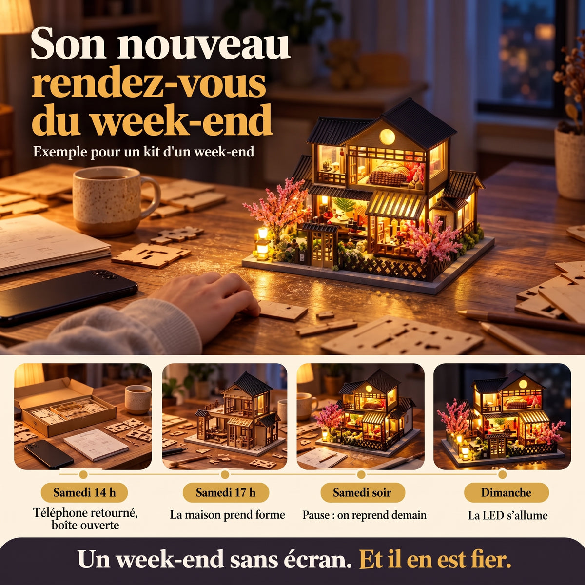 Week-end de montage de la Maison aux Cerisiers sans écran