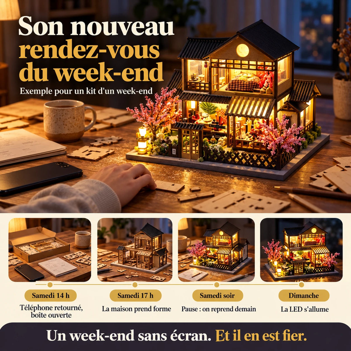 Week-end de montage de la Maison aux Cerisiers sans écran