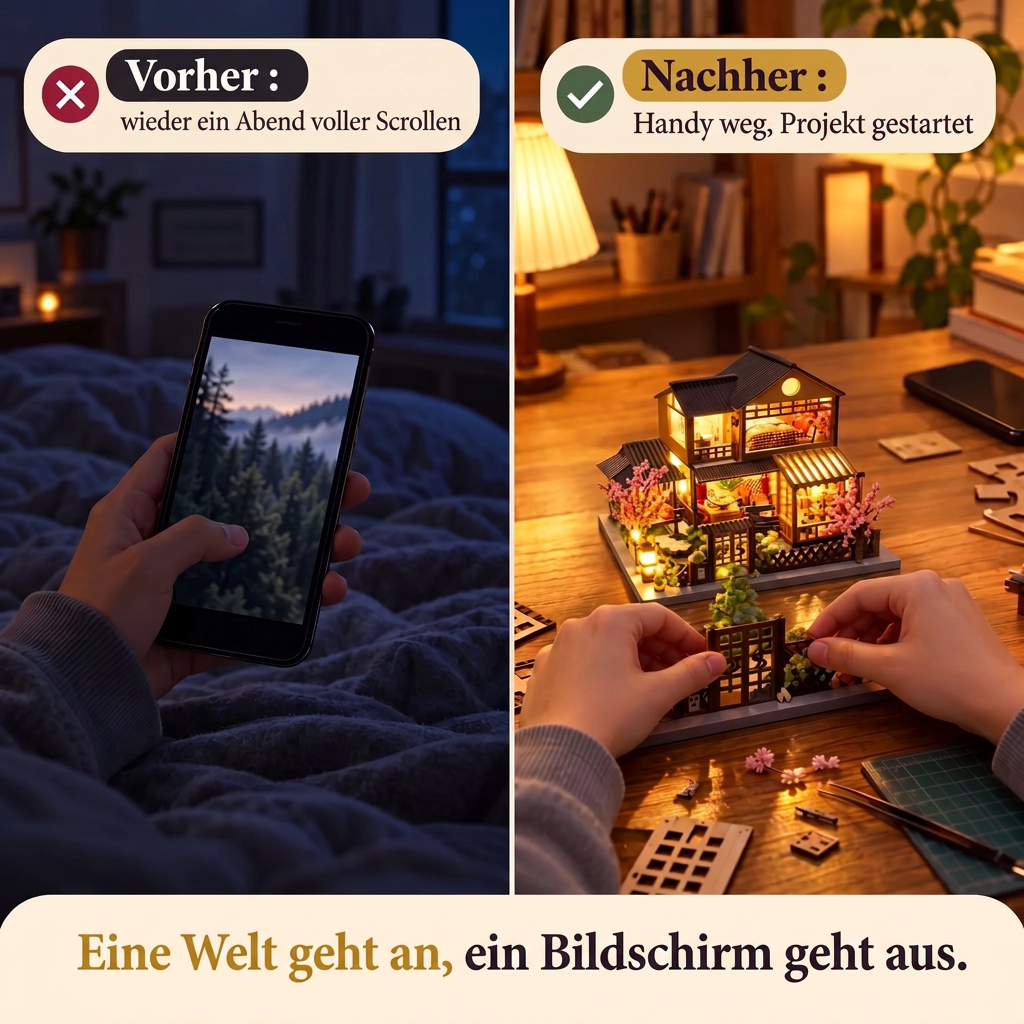 Vorher/Nachher: Handy weg, Aufbau des Kirschblütenhauses