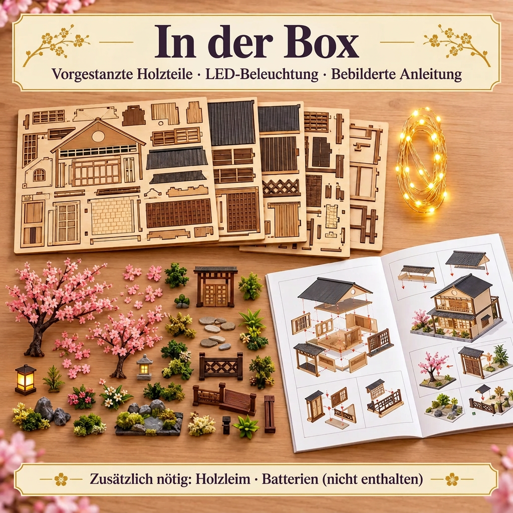 Inhalt des Bausatzes Kirschblütenhaus