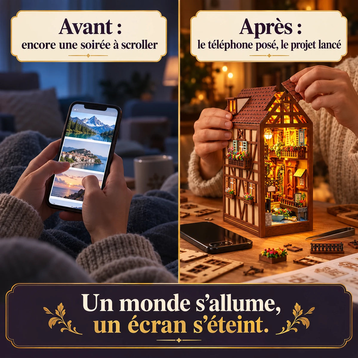 Avant après : remplacer une soirée à scroller par le montage de la Maison de Colmar