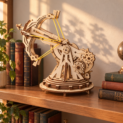 La maquette exposee sur une etagere de bibliotheque