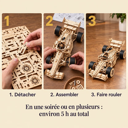 The three build steps of the Grand Prix Racer
