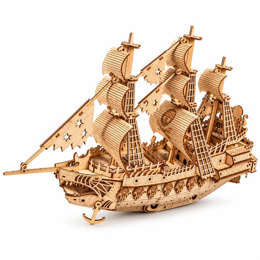 Holländisches Schiff von NOOKO, aufgebaut, auf weißem Hintergrund