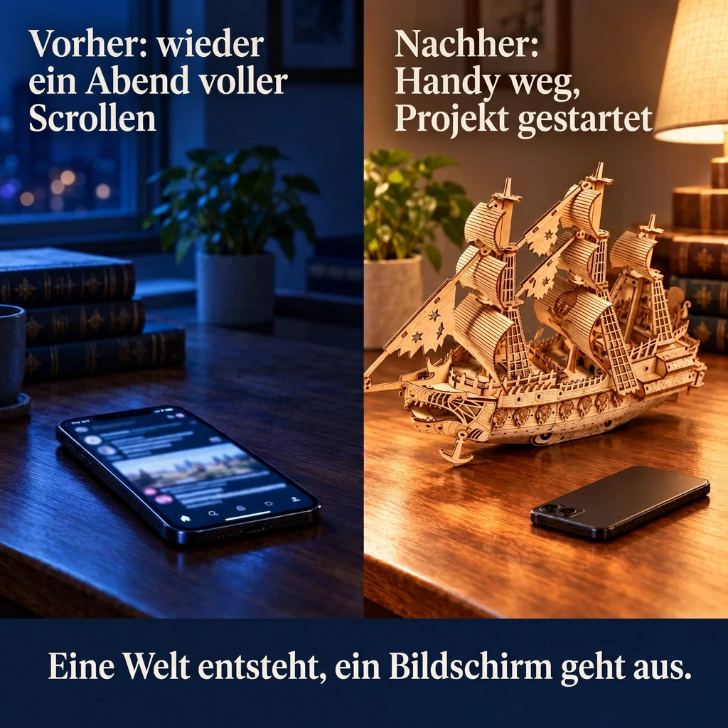 Vorher/Nachher: Handy weg, Aufbau von Holländisches Segelschiff