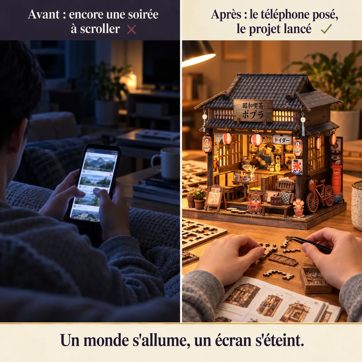 Le Café Shōwa : moment de montage loin du téléphone