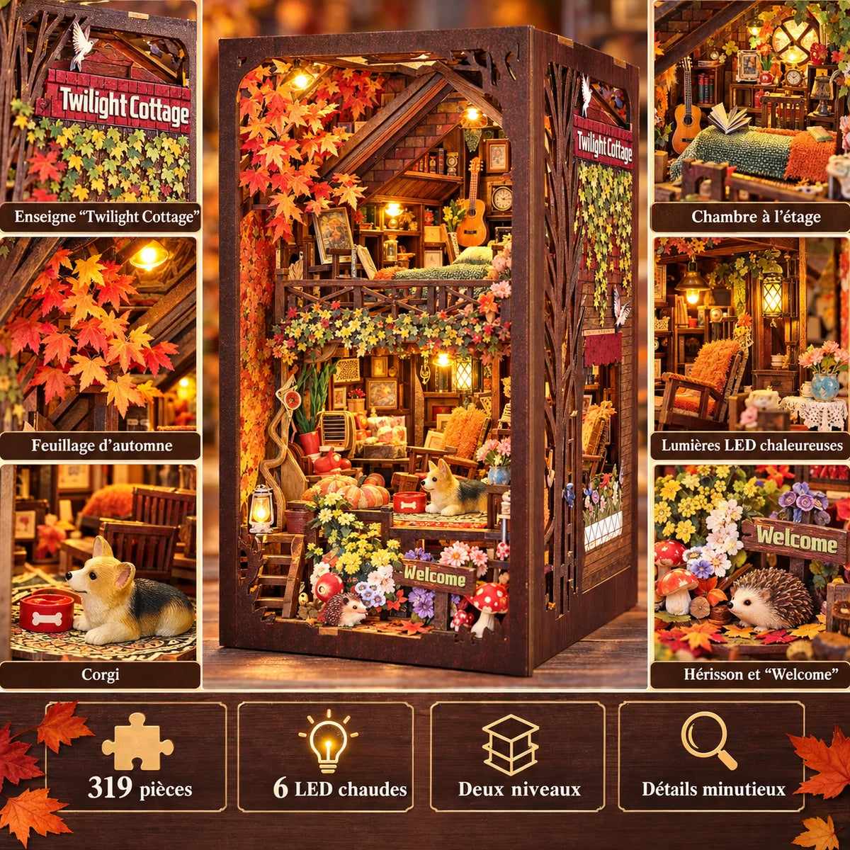 Le Cottage d'Automne : détails fidèles du décor miniature