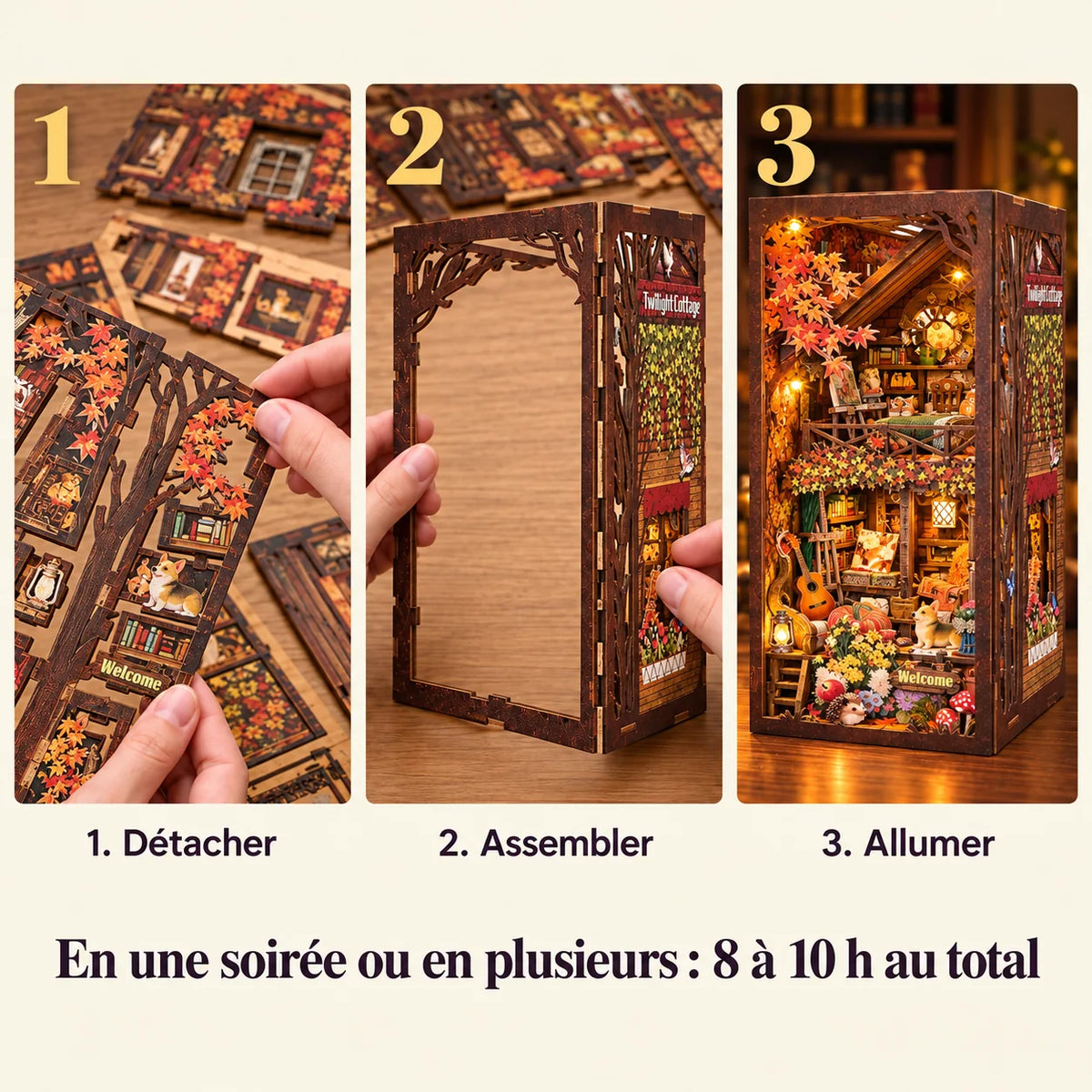 Le Cottage d'Automne : détacher, assembler puis allumer le kit