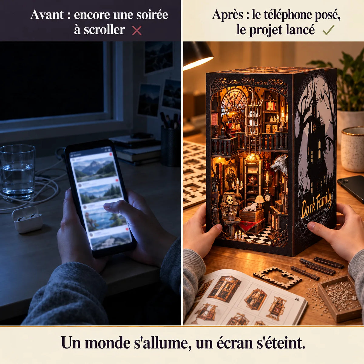 Le Manoir de Minuit : moment de montage loin du téléphone