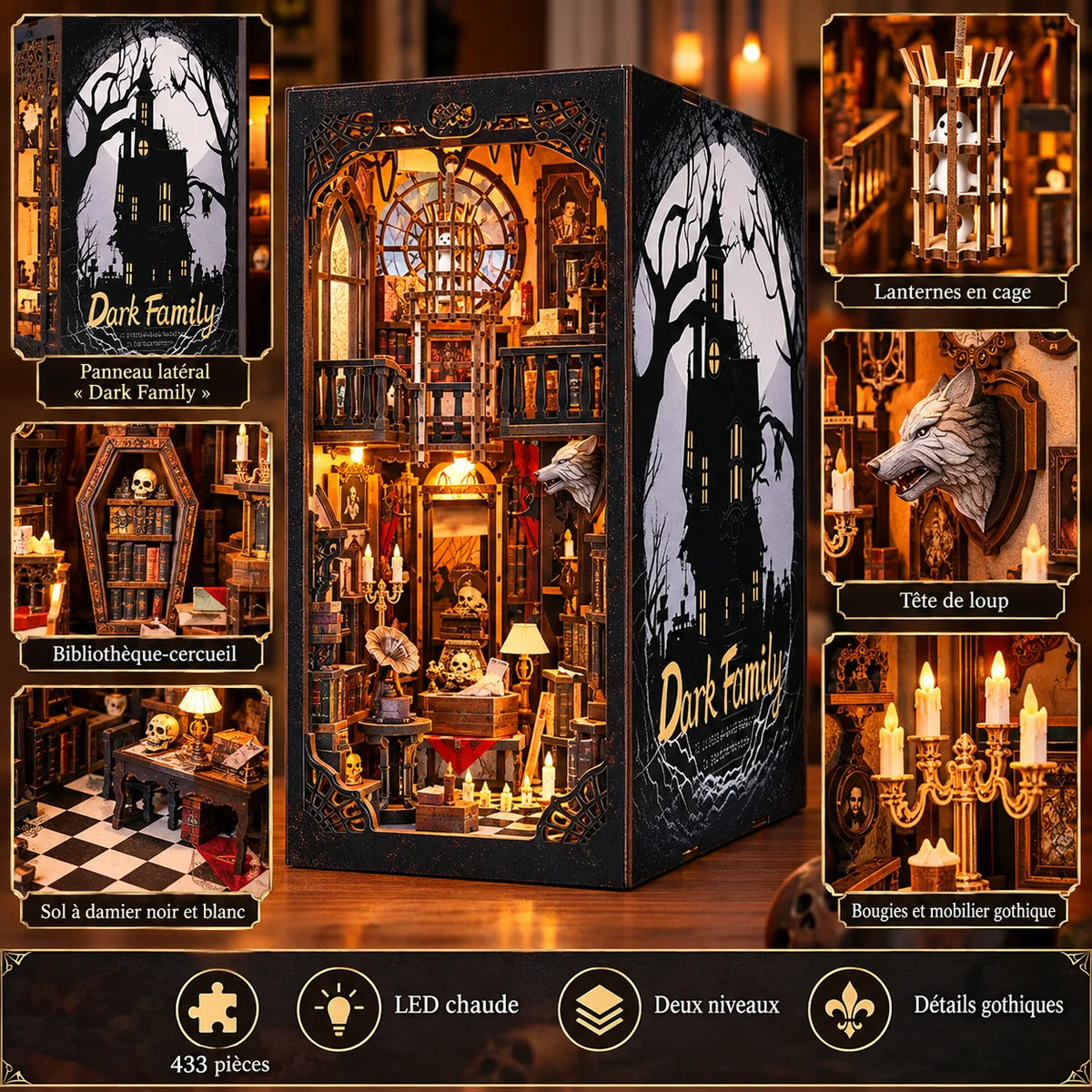 Le Manoir de Minuit : détails fidèles du décor miniature