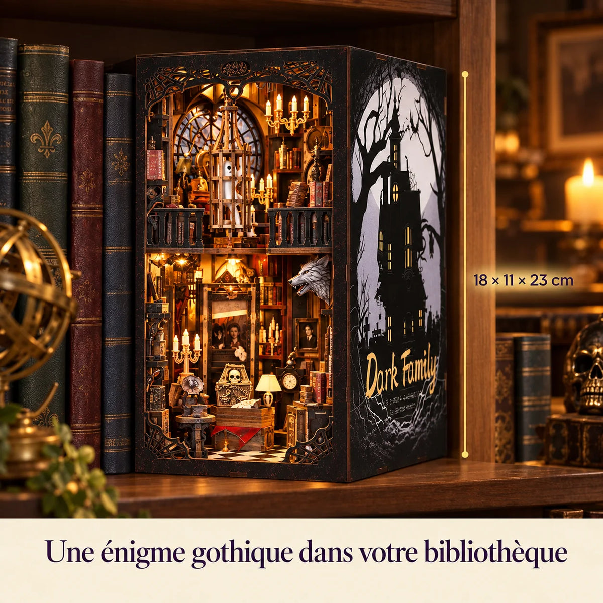 Le Manoir de Minuit : dimensions du kit assemblé dans un intérieur