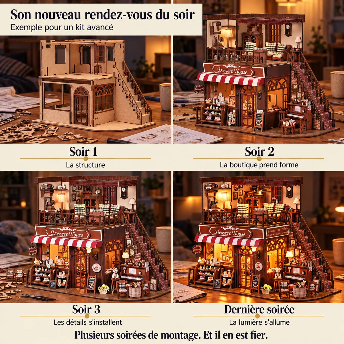 La Pasticceria all'Angolo: avanzamento del montaggio fino all'illuminazione