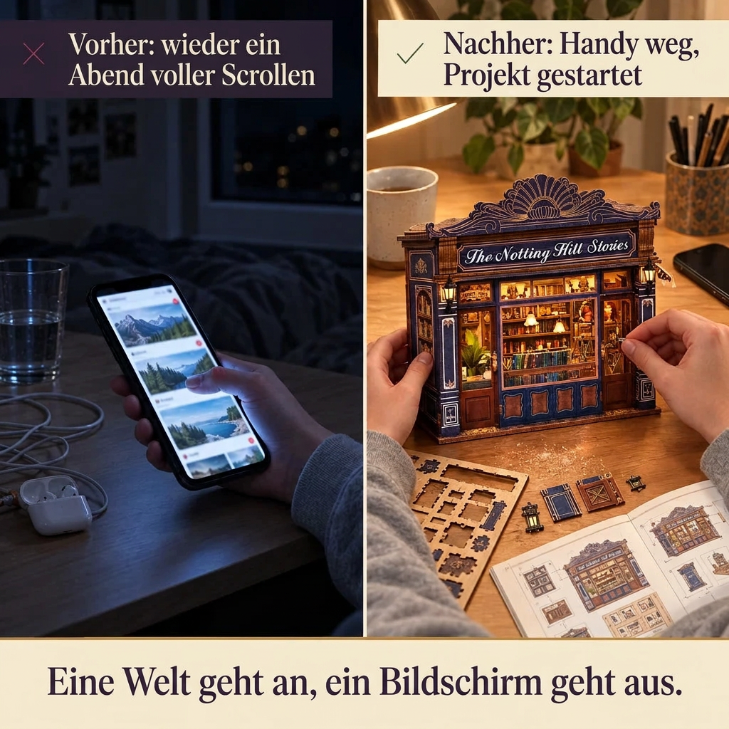Vorher/Nachher: Handy weg, Aufbau von Buchhandlung von Notting Hill