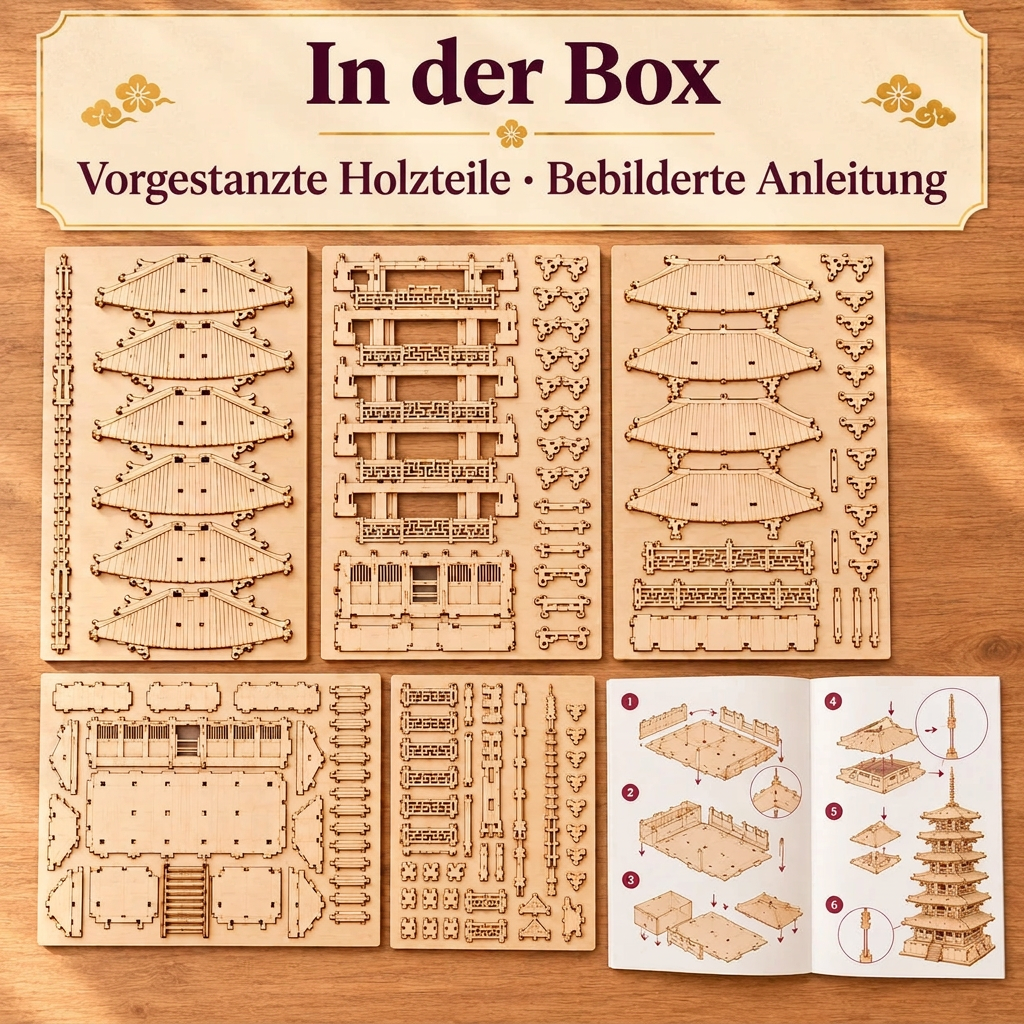 Inhalt des Sets Fünfstöckige Pagode