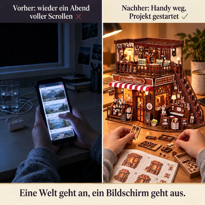 Vorher/Nachher: Handy weg, Aufbau von Konditorei an der Ecke