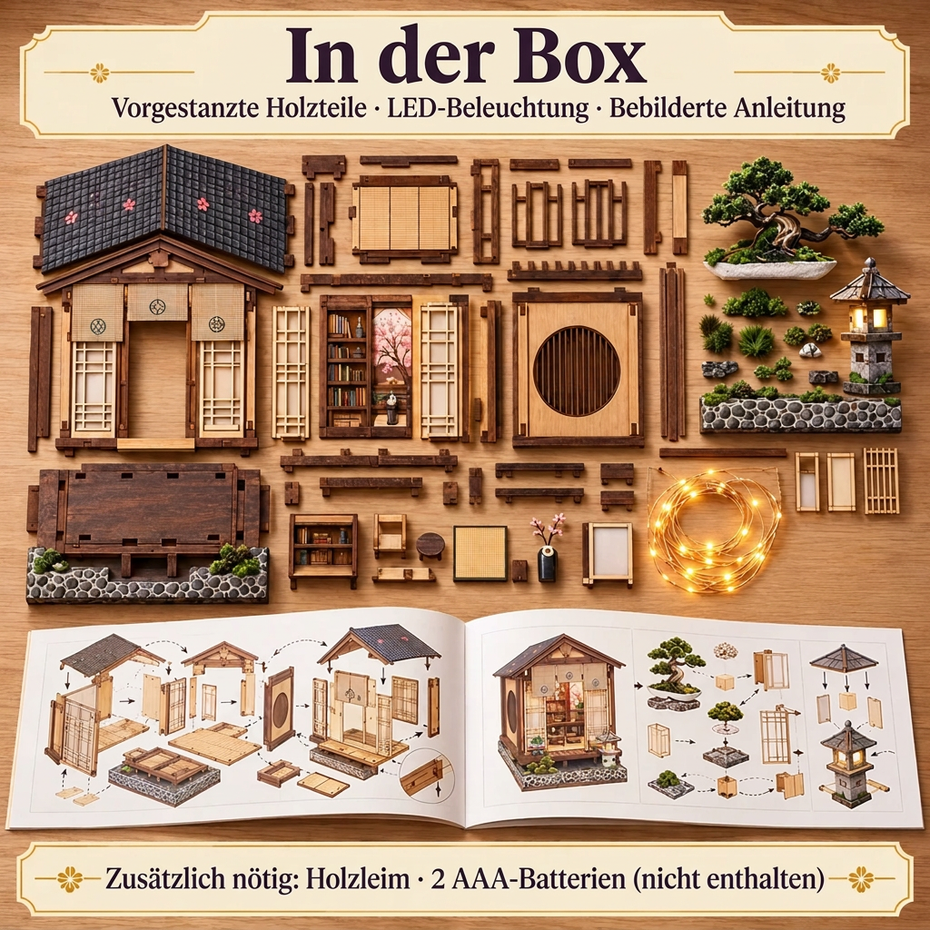 Inhalt des Sets Bonsai-Pavillon