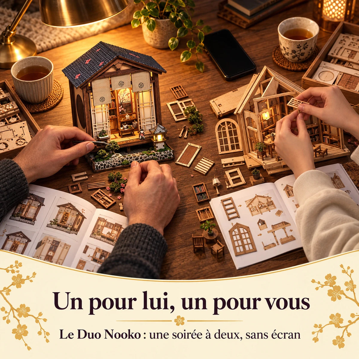 Montage à deux avec le Duo Nooko et le Pavillon du Bonsaï