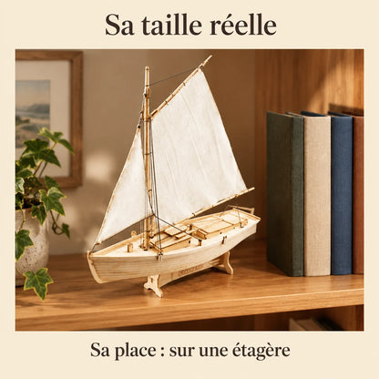 The Coastal Fishing Sailboat on a bookshelf
