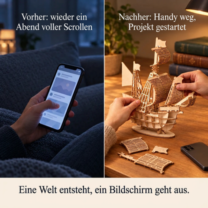 Vorher/Nachher: Handy weg, Aufbau von Kleines Segelboot zum Hinstellen