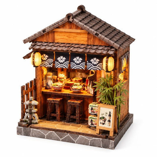 Petite Izakaya NOOKO montée et illuminée sur fond blanc