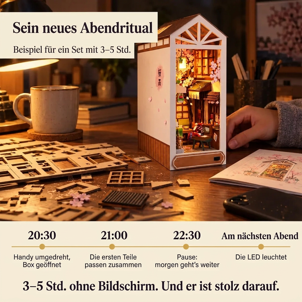 Ein Abend mit Sakura-Regen: vom Öffnen der Box bis zur leuchtenden LED