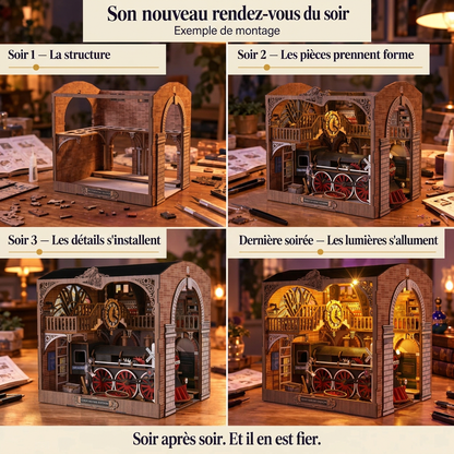 Soirées de montage de L'Atelier des Locomotives, étape par étape