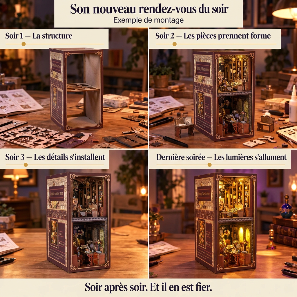 Soirées de montage du Cabinet aux Papillons, étape par étape
