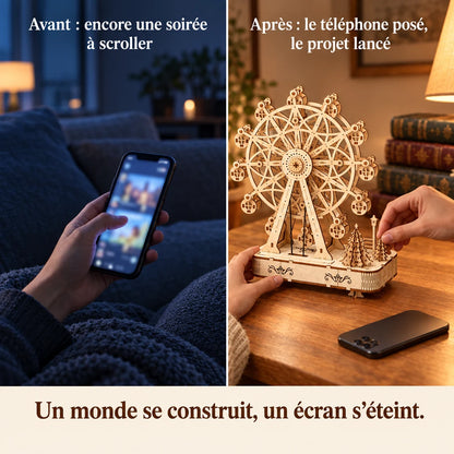 Avant après : du téléphone au montage de La Grande Roue Boîte à Musique