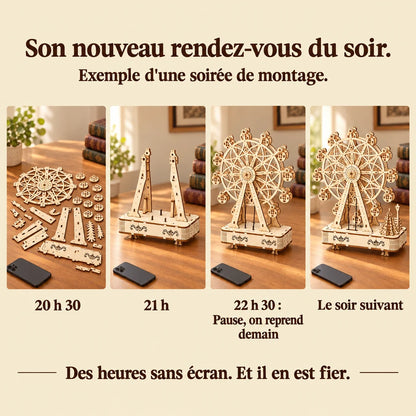 Frise d'une soirée de montage de La Grande Roue Boîte à Musique, téléphone retourné