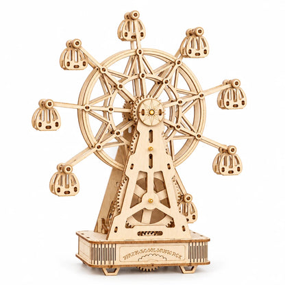 Klassisches musikalisches Riesenrad von NOOKO, aufgebaut, auf weißem Hintergrund