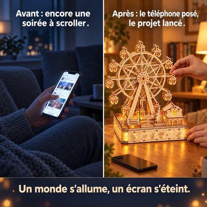 Before and after: from the phone to building the Ferris Wheel and Its Glowing Village