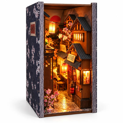Ruelle de Kyoto — book nook japonais en bois avec lanternes LED, vue principale