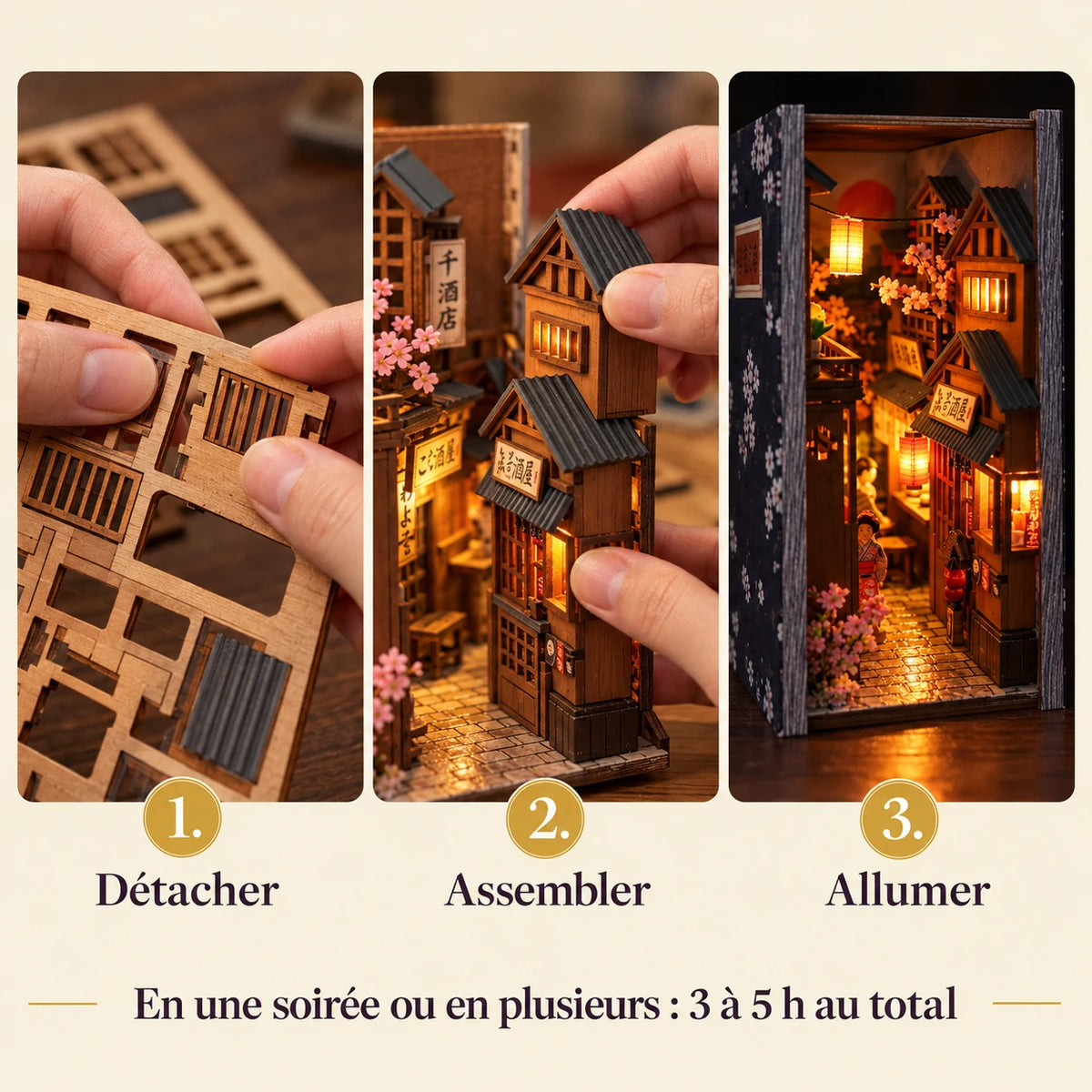 Montage de la Ruelle de Kyoto : détacher, assembler et allumer