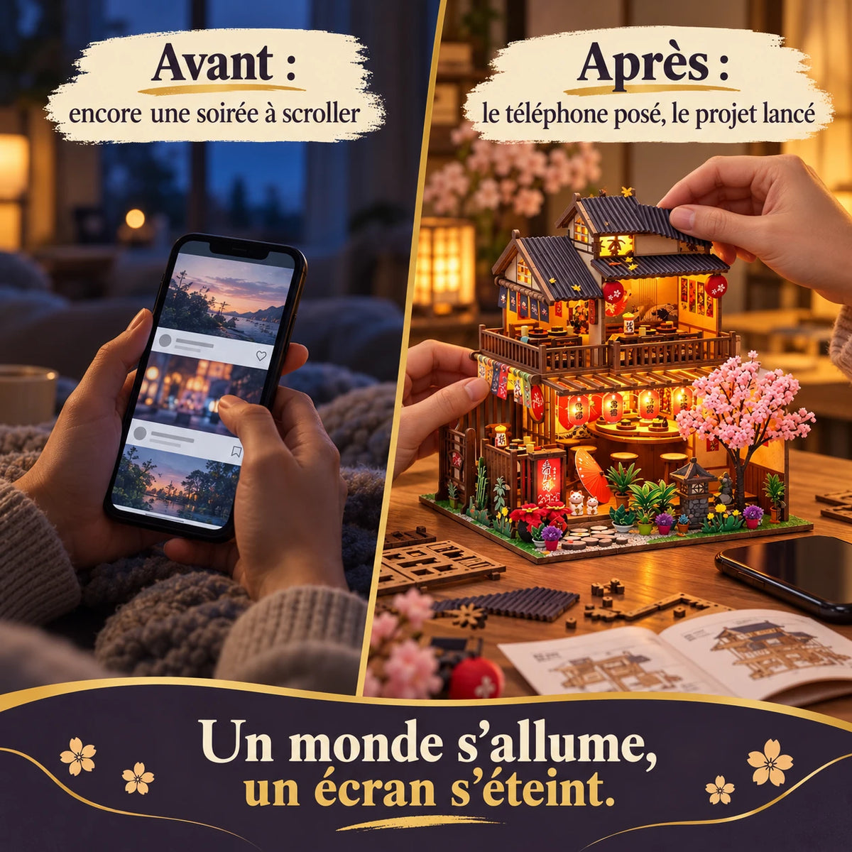 Avant après : remplacer une soirée à scroller par le montage du Salon des Cerisiers