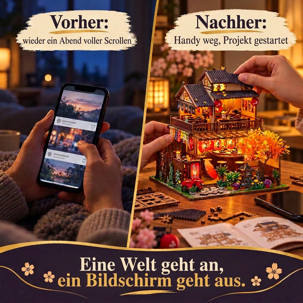 Vorher/Nachher: Handy weg, Aufbau des Kirschblüten-Salons