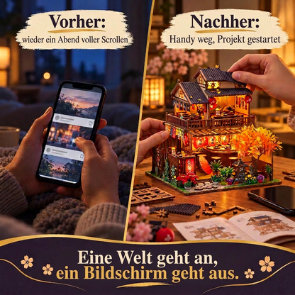 Vorher/Nachher: Handy weg, Aufbau des Kirschblüten-Salons