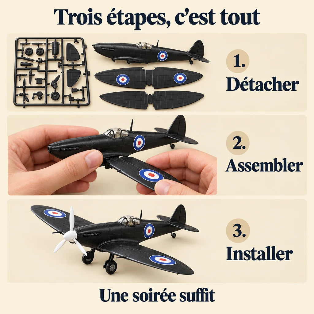 The three build steps of the Black Spitfire