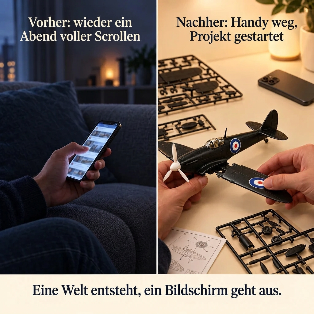 Vorher/Nachher: Handy weg, Aufbau von Schwarze Spitfire
