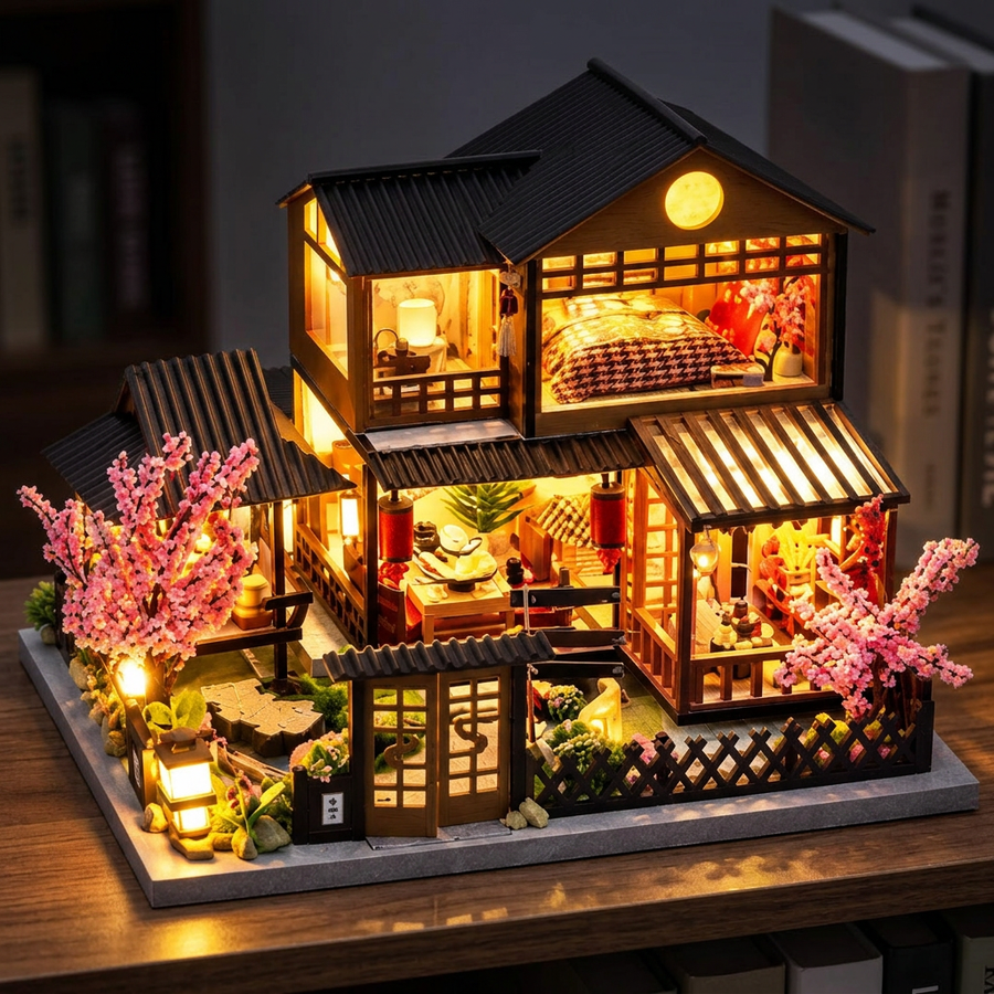 Étape 3 du montage de Kit Japonais en Bois avec LED : le kit terminé et allumé