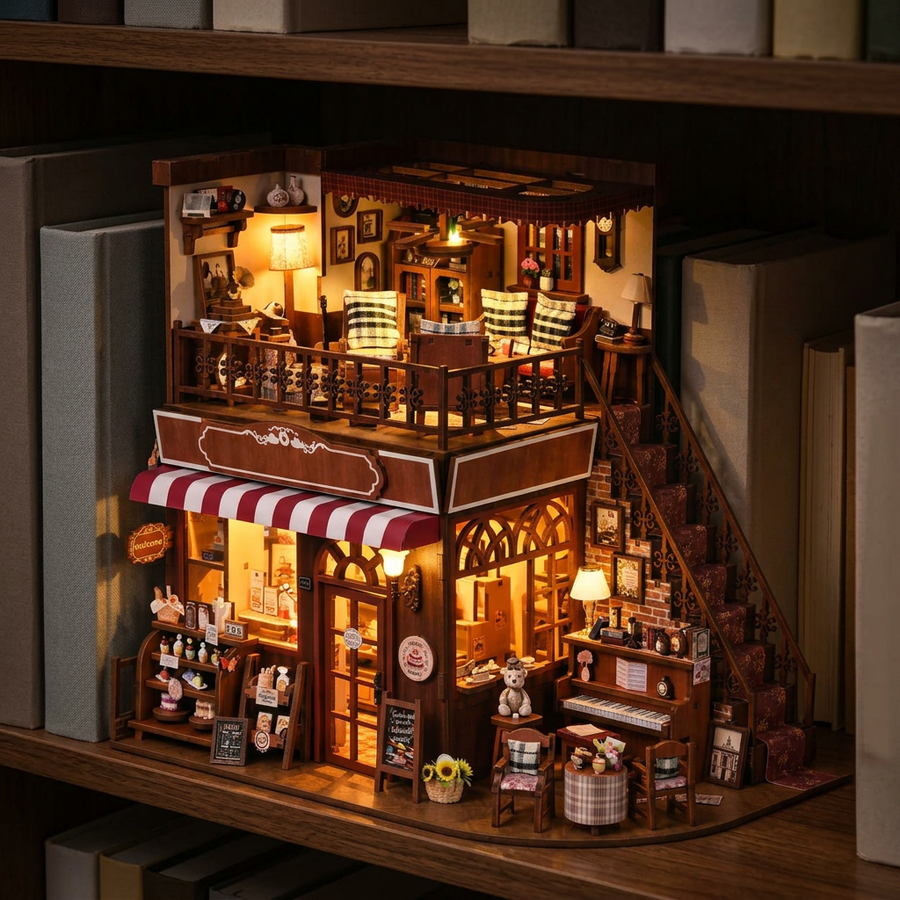 Fase 3 del montaggio: Accendere – Casa in Miniatura con LED — La Pasticceria all'Angolo